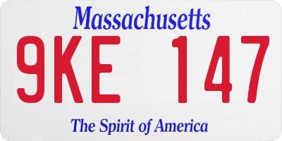 MA license plate 9KE147