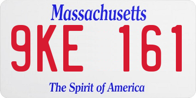MA license plate 9KE161