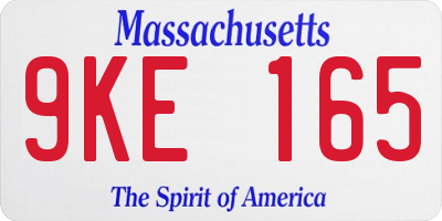 MA license plate 9KE165