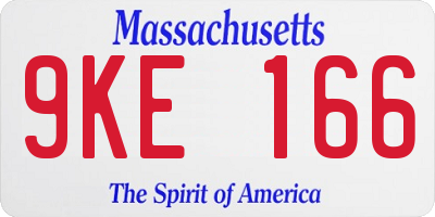 MA license plate 9KE166