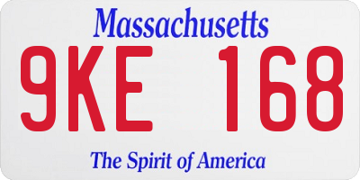 MA license plate 9KE168