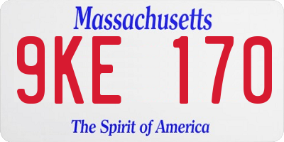 MA license plate 9KE170