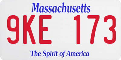 MA license plate 9KE173