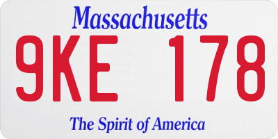 MA license plate 9KE178