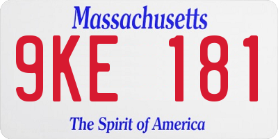 MA license plate 9KE181