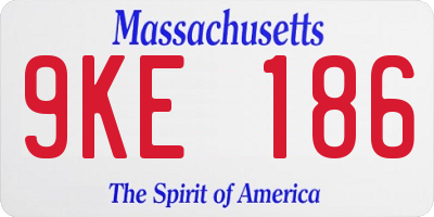 MA license plate 9KE186