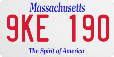 MA license plate 9KE190