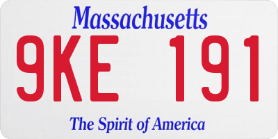 MA license plate 9KE191