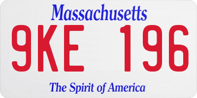 MA license plate 9KE196