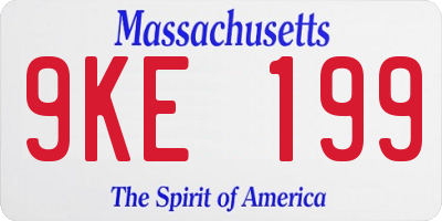 MA license plate 9KE199