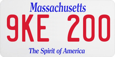 MA license plate 9KE200