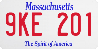 MA license plate 9KE201
