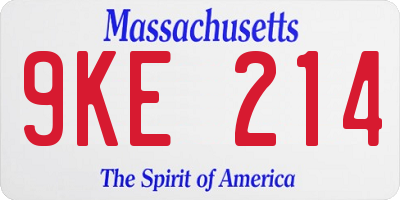 MA license plate 9KE214