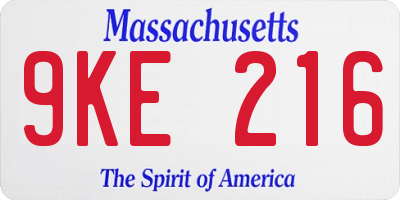 MA license plate 9KE216
