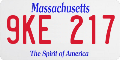 MA license plate 9KE217