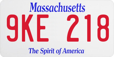 MA license plate 9KE218