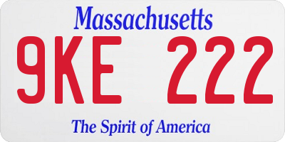 MA license plate 9KE222