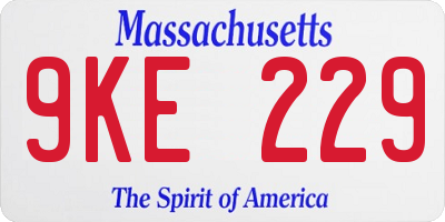 MA license plate 9KE229