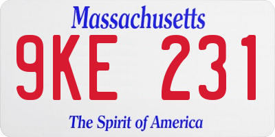 MA license plate 9KE231