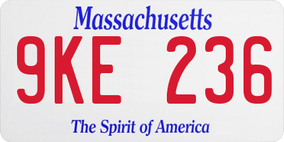 MA license plate 9KE236