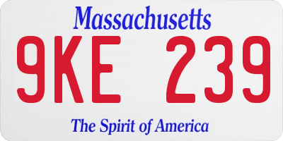 MA license plate 9KE239