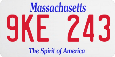 MA license plate 9KE243