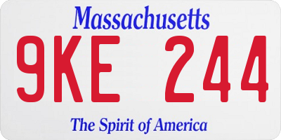 MA license plate 9KE244