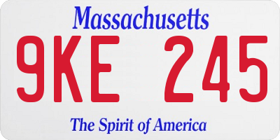 MA license plate 9KE245