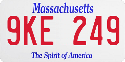 MA license plate 9KE249