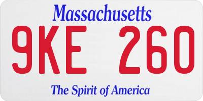 MA license plate 9KE260