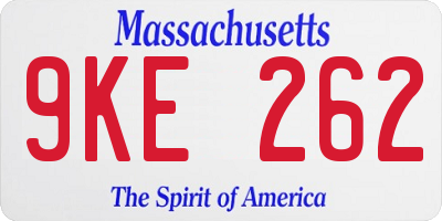 MA license plate 9KE262