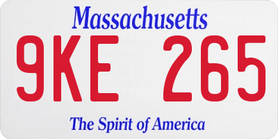 MA license plate 9KE265