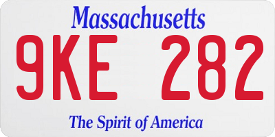 MA license plate 9KE282