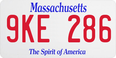 MA license plate 9KE286
