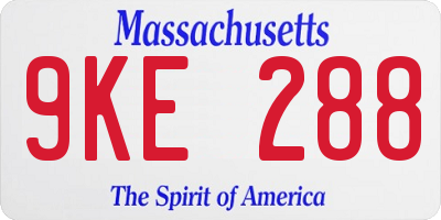 MA license plate 9KE288
