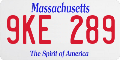 MA license plate 9KE289