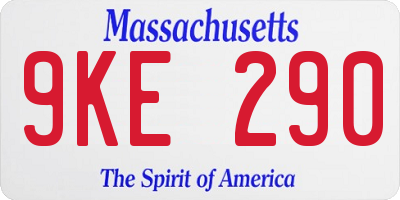 MA license plate 9KE290