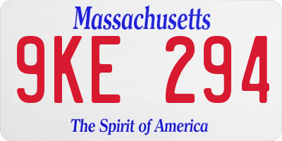MA license plate 9KE294