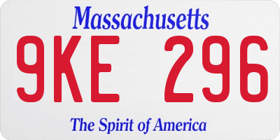 MA license plate 9KE296