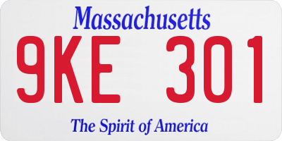 MA license plate 9KE301