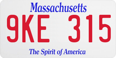 MA license plate 9KE315