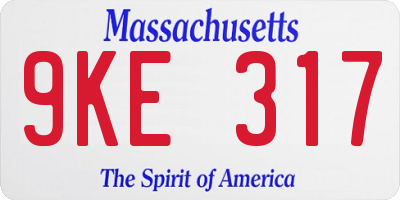 MA license plate 9KE317