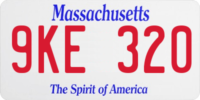 MA license plate 9KE320