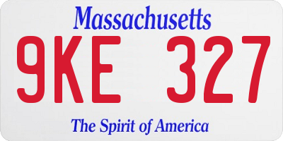 MA license plate 9KE327