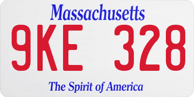 MA license plate 9KE328