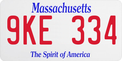 MA license plate 9KE334