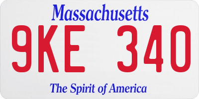 MA license plate 9KE340