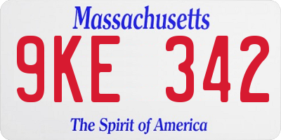 MA license plate 9KE342