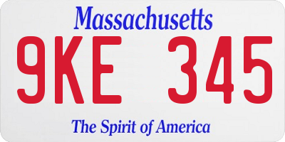 MA license plate 9KE345