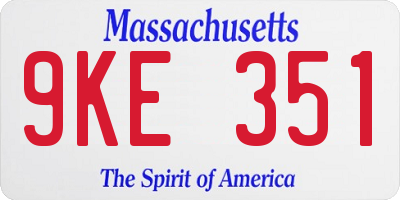 MA license plate 9KE351